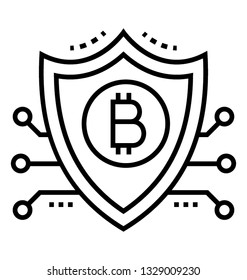 Line vector icon of bitcoin security.