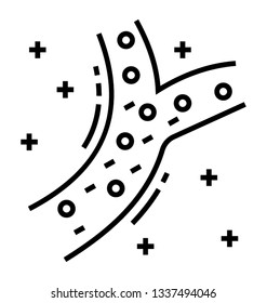 Line vector icon of blood vessels, artery, 