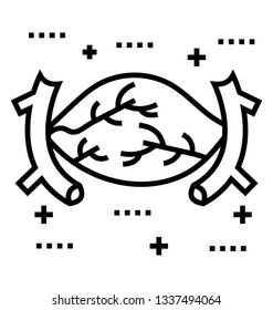 Line vector icon of blood vessels, artery, 