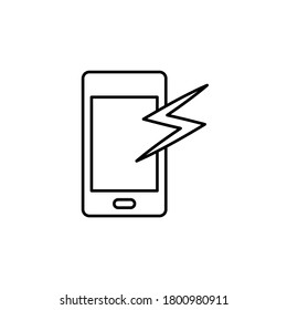 Line vector icon broken, phone, mobile. Outline vector icon