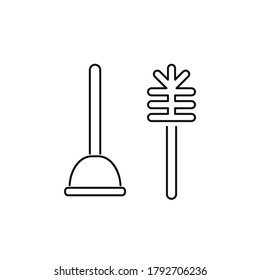 Line vector icon brush, plunger. Outline vector icon