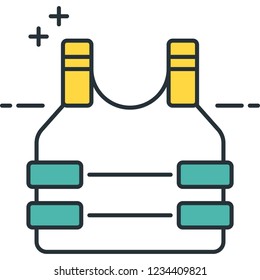 Line vector icon of bulletproof vest body armor illustration