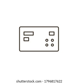 Tarjeta de icono de vector de línea, crédito. Icono de vector de contorno