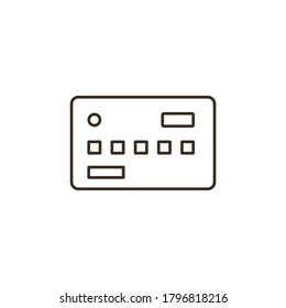 Tarjeta de icono del vector de línea, crédito, dinero. Icono de vector de contorno
