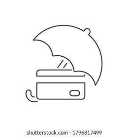 Line vector icon Card, security, umbrella. Outline vector icon