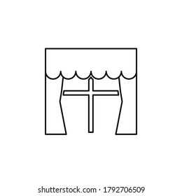 Ventana de casamiento de icono del vector de línea, cortinas. Icono de vector de contorno