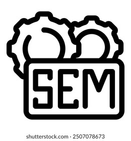 Line vector icon of the concept of search engine marketing represented by two gears working together