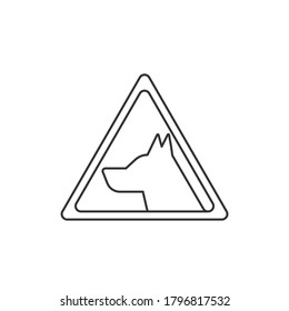 Line vector icon Danger dog sign warning. Outline vector icon