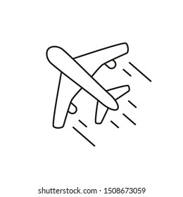 Line vector icon. 
Delivery. Plane is transporting.