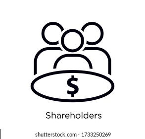 Diseño de icono de vector de línea de socios, accionistas, socios, socios comerciales