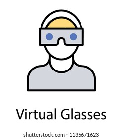 
line vector icon design of smart glasses symbolic of virtual reality environment
