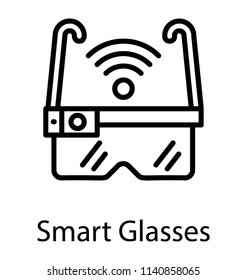 Line vector icon design of smart glasses symbolic of virtual reality environment