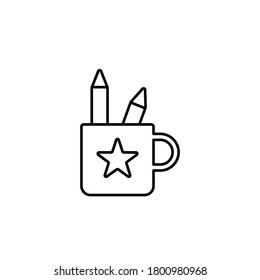 Organizador de escritorio de iconos de vector de línea. Icono de vector de contorno