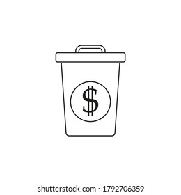 Line vector icon dustbin, garbage can. Outline vector icon
