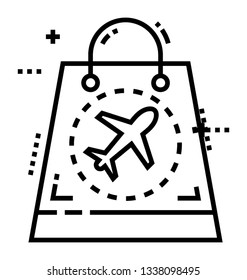 Line vector icon of duty free bag.