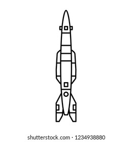 Line vector icon elements of aerospace program suborbital geophysical rocket. Cartoon style rocket, scientific research. Illustration and element for design. Space investigations. Galaxy. Clipart logo