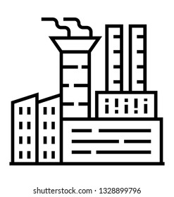 Line vector icon of factory.