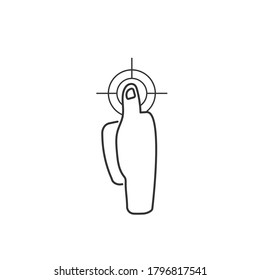 Icono de vector de línea Impresión del dedo, seguridad. Icono de vector de contorno