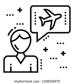 Line vector icon of flight announcement.