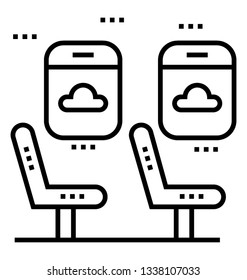 Line vector icon of flight seat.