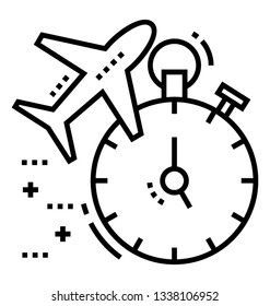 Line vector icon of flight time.