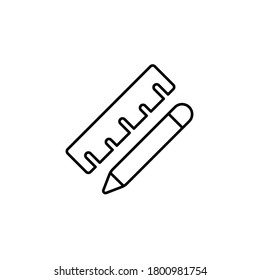 Line vector icon geometry, measuring ruler. Outline vector icon
