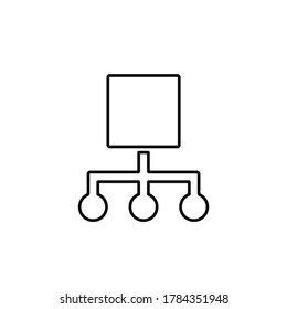 Icono de vector de línea jerárquico, red. Icono de vector de contorno