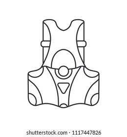 Line vector icon hockey, rugby, baseball defense armor plates. Sport equipment success symbol. Athletic competition activity. American football training team game. Retro style illustration element.