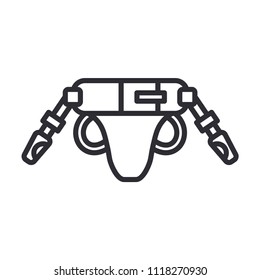 Line vector icon hockey, rugby, baseball defense armor plates. Sport equipment success symbol. Athletic competition activity. American football training team game. Retro style illustration element.