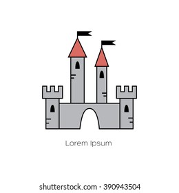 Line vector icon. Illustration of castle isolated on white background.