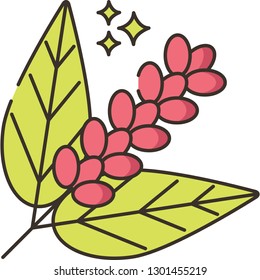 Line vector icon illustration of coffee tree branch