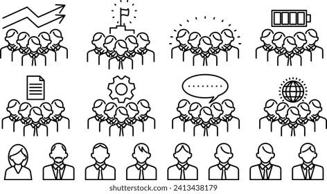 Line vector icon illustration collection about teamwork in business