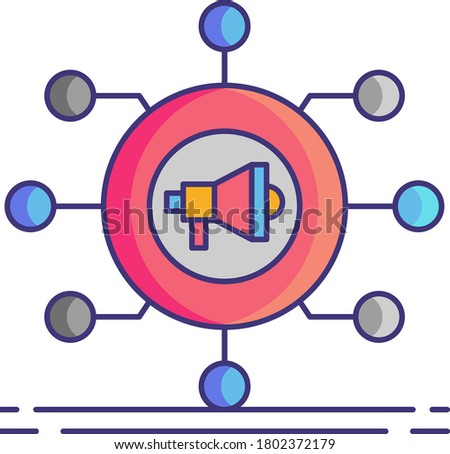 Line vector icon illustration of cross channel marketing. Business strategy. Social media agency concept.
