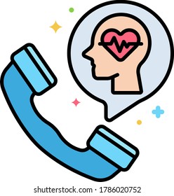 Line Vector Icon Illustration Of Mental Health Helpline During Quarantine And Isolation