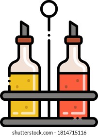 Line vector icon illustration of oil and vinegar bottle