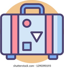 Line vector icon illustration of a retro suitcase