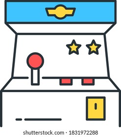 Icono de vector de línea ilustración de máquina de juegos de arcade retro