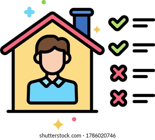 Line vector icon illustration of self-isolation rules during outbreak