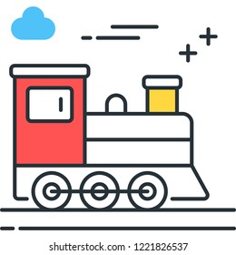 Line vector icon illustration of steam locomotive