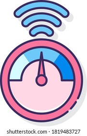 Icono vectorial de línea ilustración del medidor de velocidad de conexión a internet