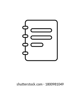 Line vector icon jotter, notebook. Outline vector icon