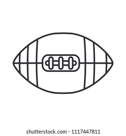 Line vector icon leather rugby ball. Sport equipment, success symbol. Athletic college competition activity. American football training game. Retro style illustration and element for design wallpaper.