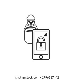 Ladrón de inicio de sesión de icono de vector de línea, hogar inteligente. Icono de vector de contorno