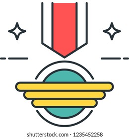 Line vector icon of medal rank concept illustration