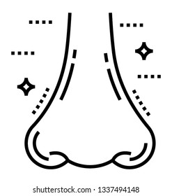 Line vector icon of nose, sense of smell, 