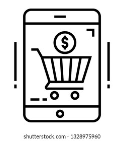 Line vector icon of online shopping.