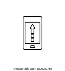 Line vector icon phone, arrow up, upload. Outline vector icon