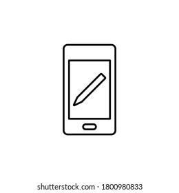 Line vector icon phone, edit, pencil. Outline vector icon