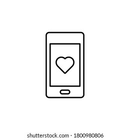 Line vector icon phone, love. Outline vector icon