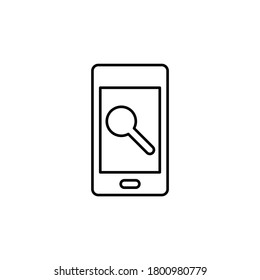 Line vector icon phone, search. Outline vector icon
